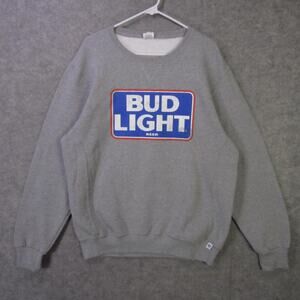 Vintage Bud Light Sweatshirt Mens XLarge Gray Russell Athletic Beer Logo 90s